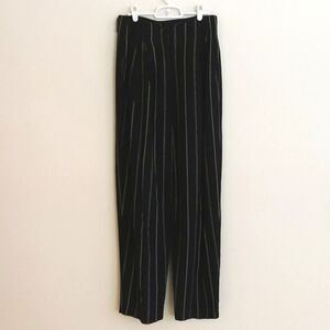 Vtg Emil Rutenberg Black Striped Dress Trouser Pants High Waist Rise - Size 8